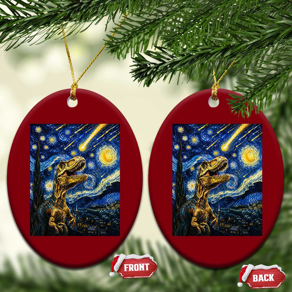 Dinosaur Starry Night Meteor Shower Ceramic Ornament Astronomy Lover Gift