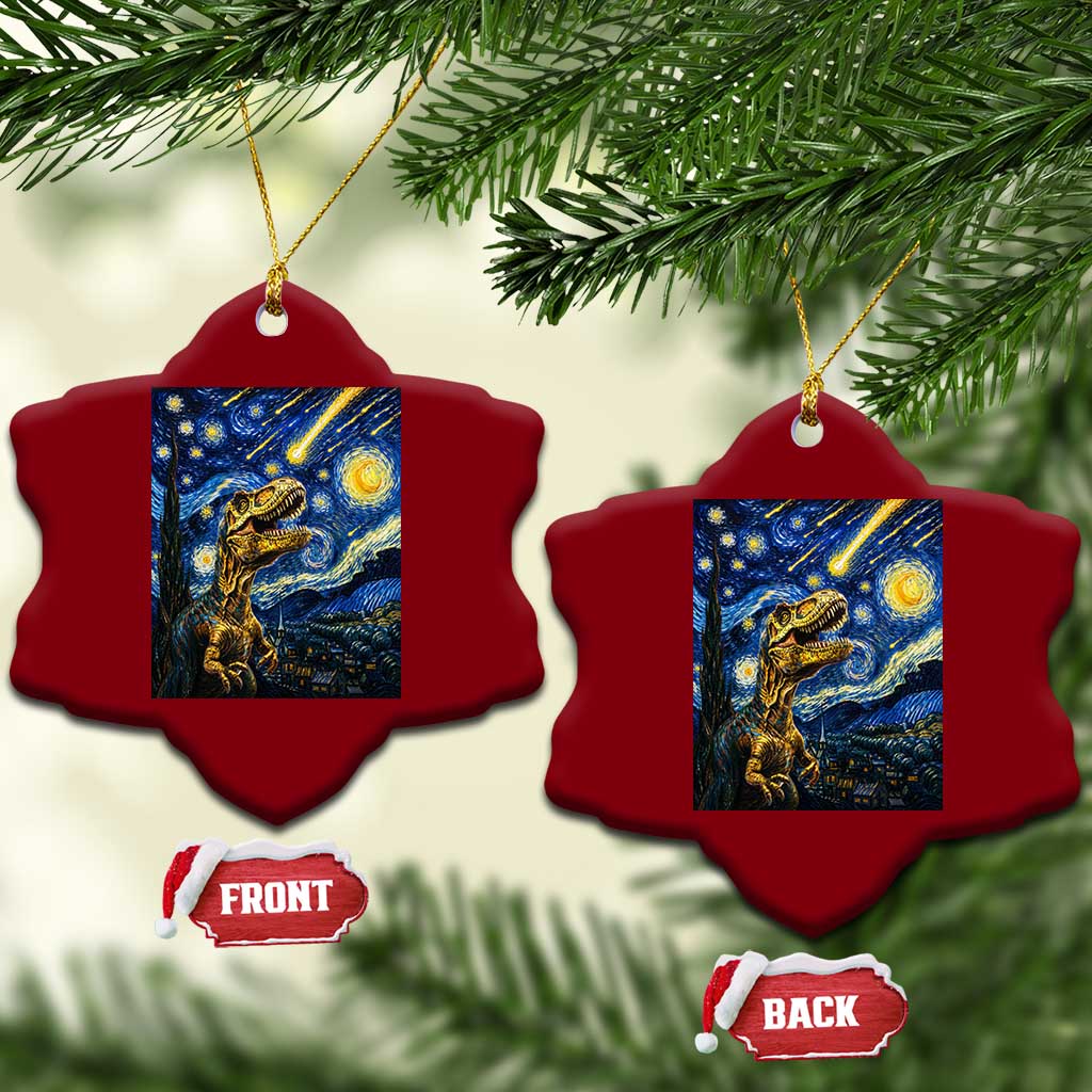 Dinosaur Starry Night Meteor Shower Ceramic Ornament Astronomy Lover Gift