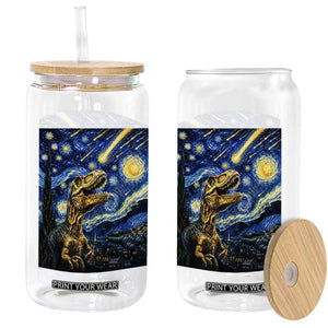 Dinosaur Starry Night Meteor Shower Glass Can Astronomy Lover Gift
