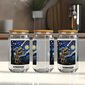 Dinosaur Starry Night Meteor Shower Glass Can Astronomy Lover Gift