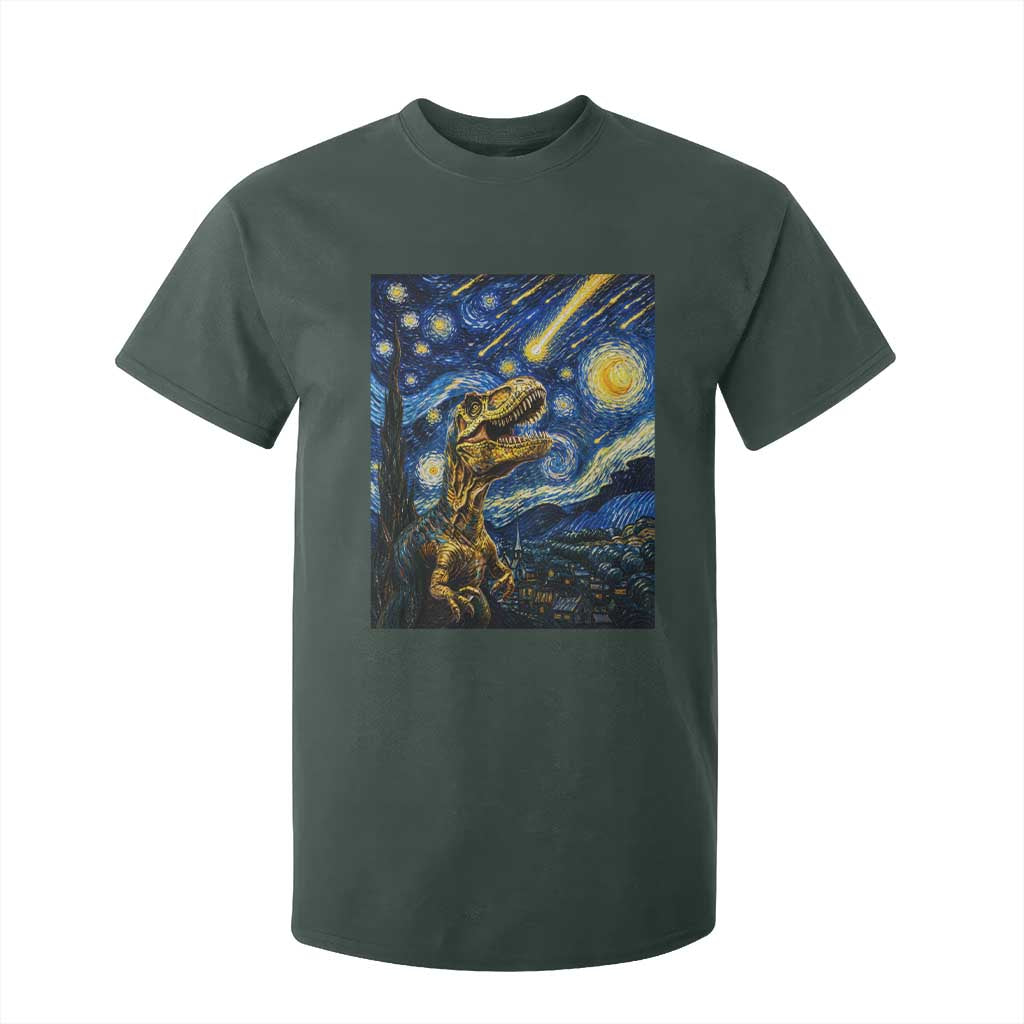 Dinosaur Starry Night Meteor Shower T Shirt For Kid Astronomy Lover Gift