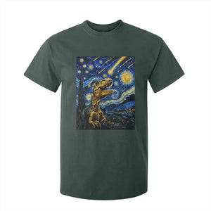 Dinosaur Starry Night Meteor Shower T Shirt For Kid Astronomy Lover Gift