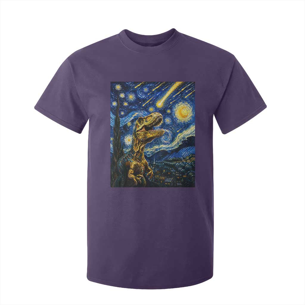 Dinosaur Starry Night Meteor Shower T Shirt For Kid Astronomy Lover Gift