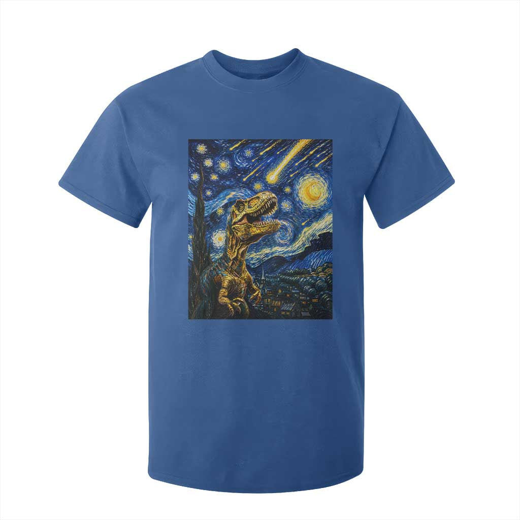 Dinosaur Starry Night Meteor Shower T Shirt For Kid Astronomy Lover Gift