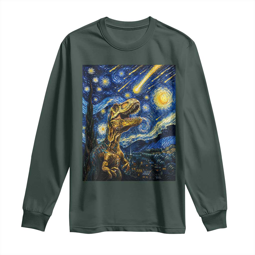 Dinosaur Starry Night Meteor Shower Long Sleeve Shirt Astronomy Lover Gift
