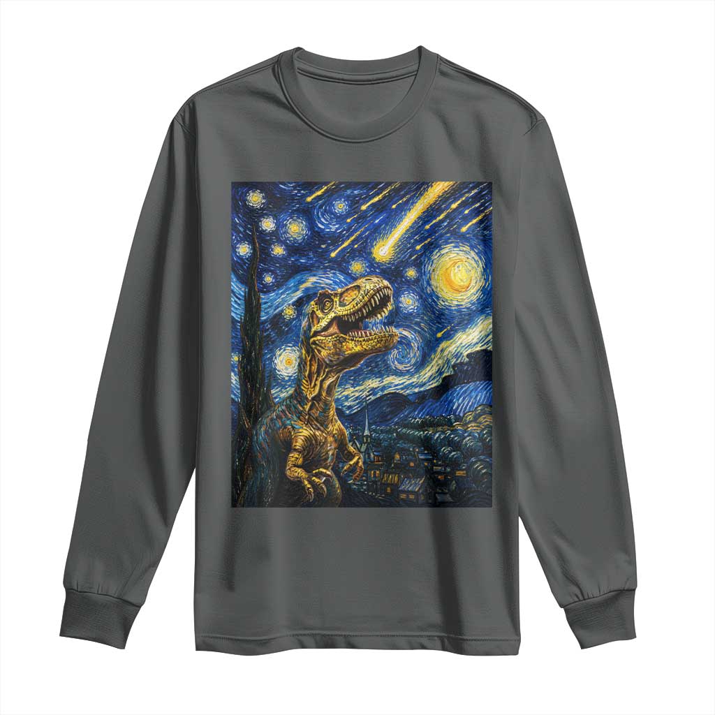 Dinosaur Starry Night Meteor Shower Long Sleeve Shirt Astronomy Lover Gift