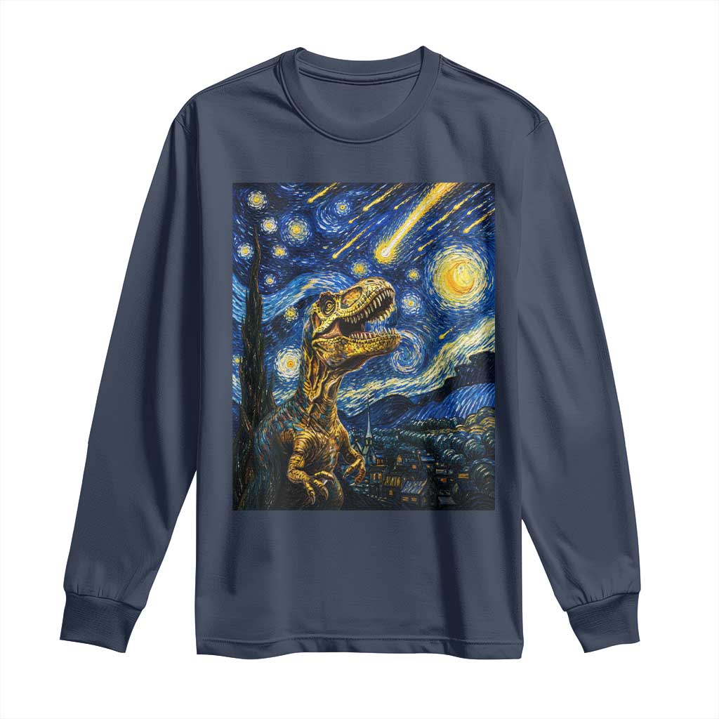 Dinosaur Starry Night Meteor Shower Long Sleeve Shirt Astronomy Lover Gift