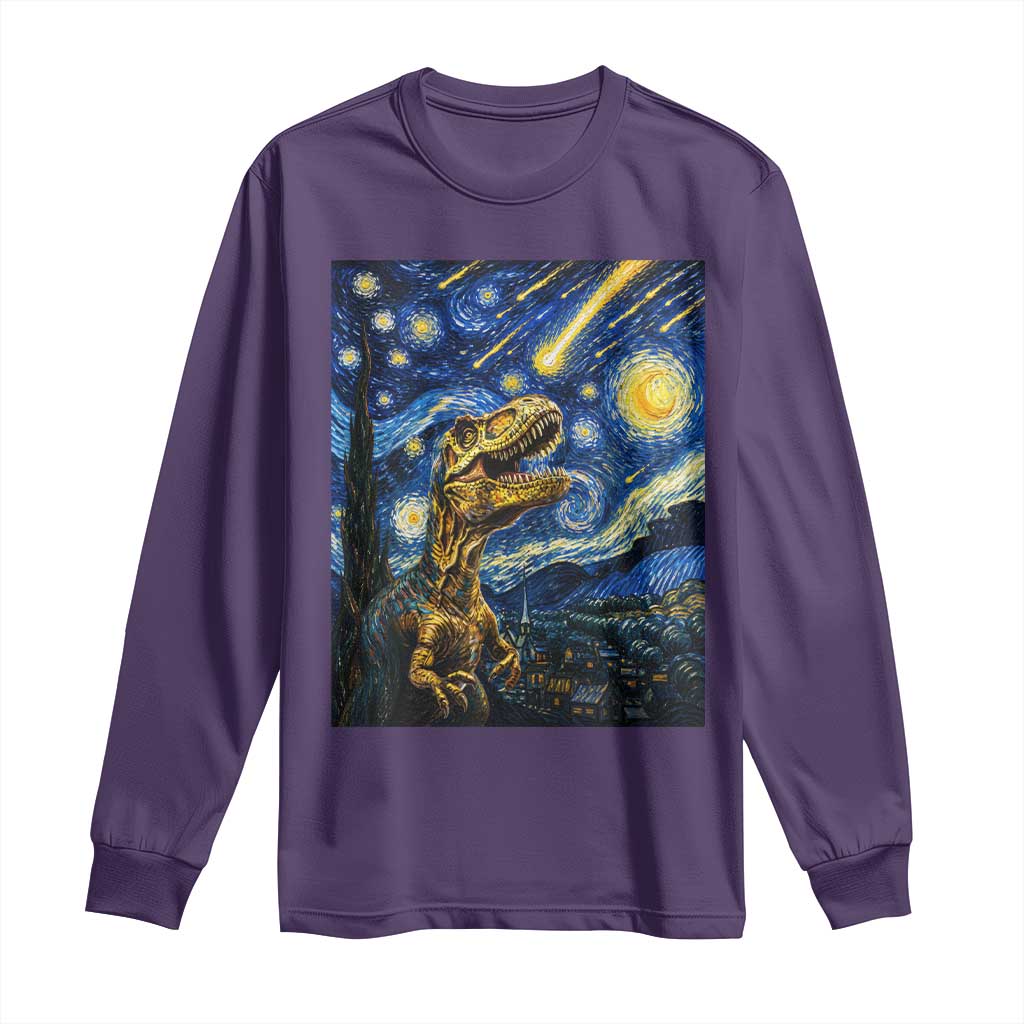Dinosaur Starry Night Meteor Shower Long Sleeve Shirt Astronomy Lover Gift