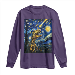 Dinosaur Starry Night Meteor Shower Long Sleeve Shirt Astronomy Lover Gift