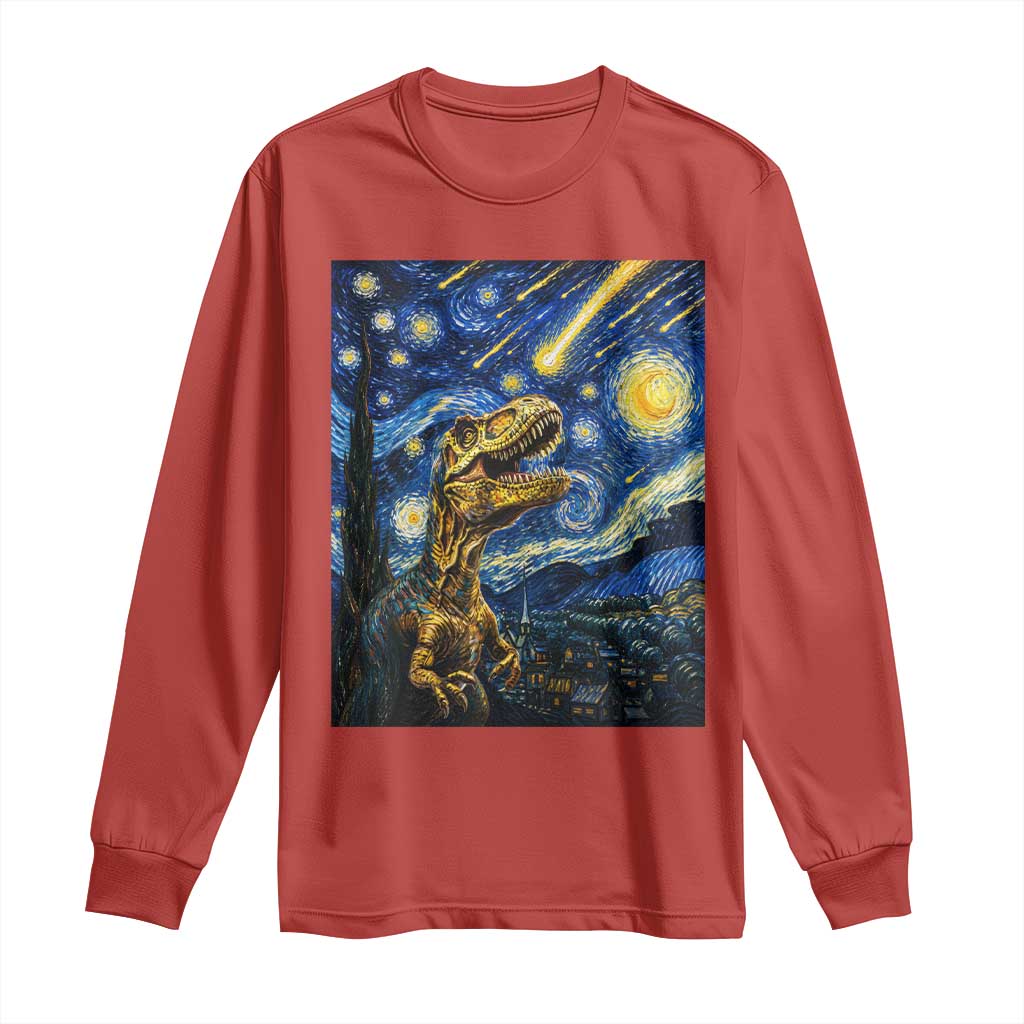 Dinosaur Starry Night Meteor Shower Long Sleeve Shirt Astronomy Lover Gift