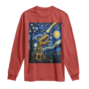 Dinosaur Starry Night Meteor Shower Long Sleeve Shirt Astronomy Lover Gift