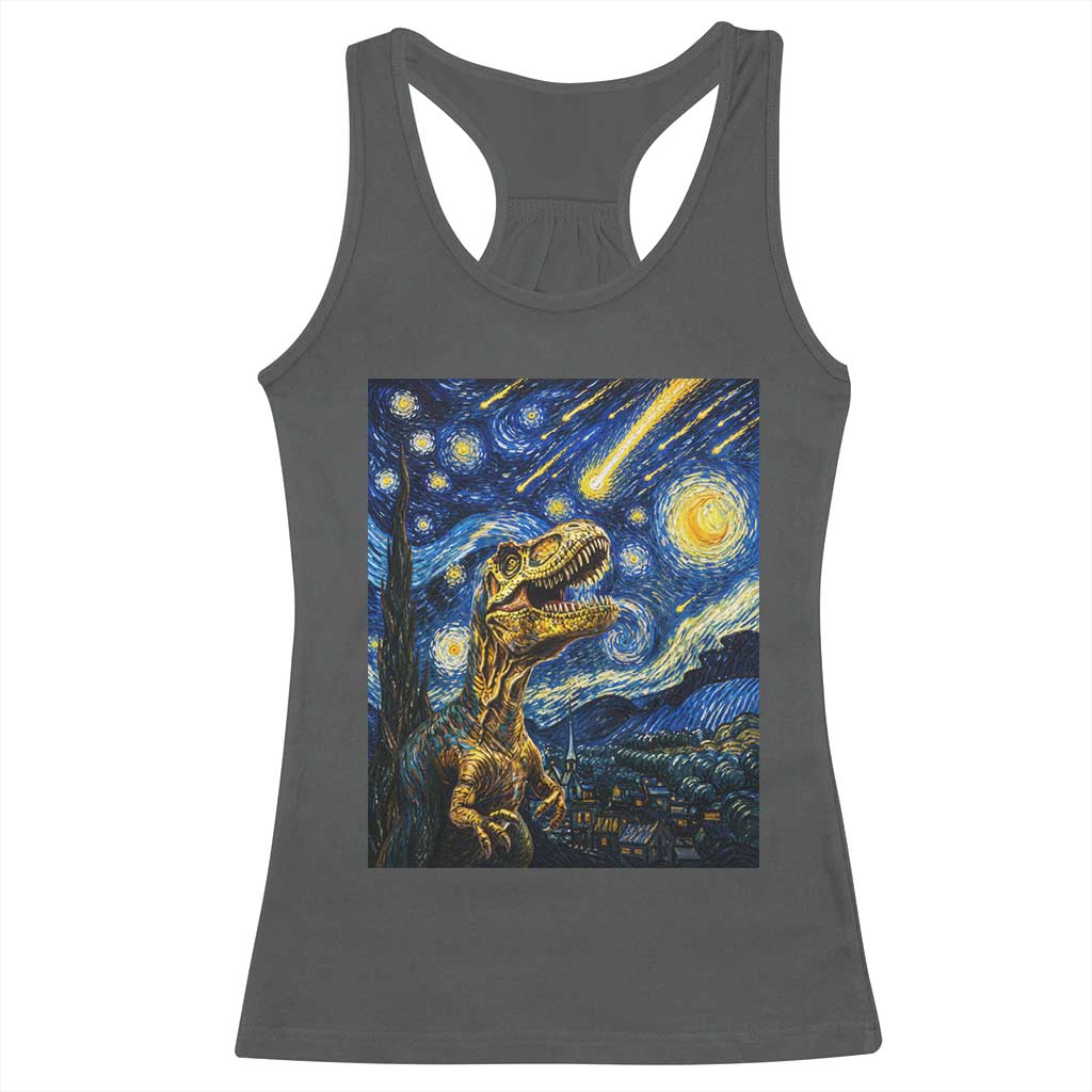Dinosaur Starry Night Meteor Shower Racerback Tank Top Astronomy Lover Gift