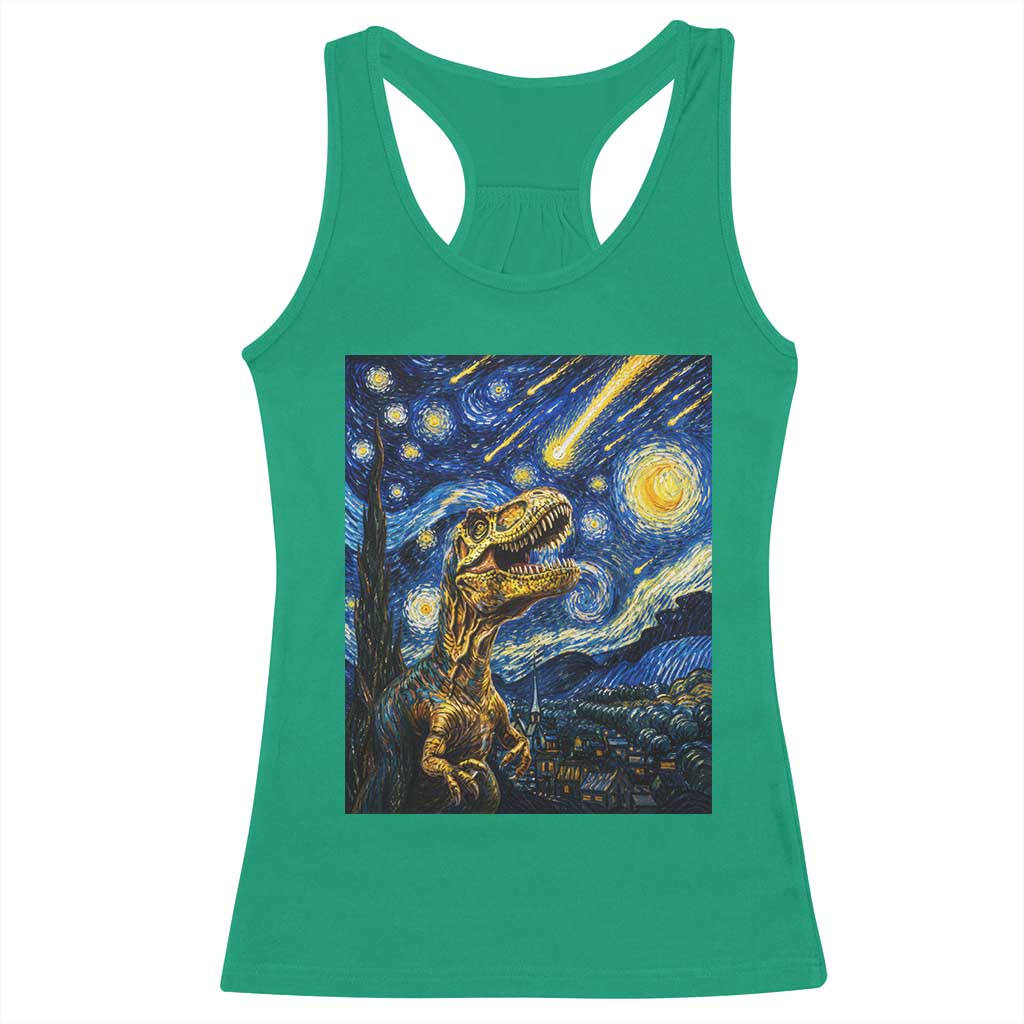 Dinosaur Starry Night Meteor Shower Racerback Tank Top Astronomy Lover Gift