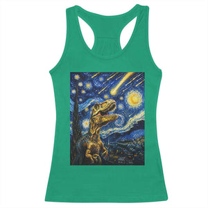 Dinosaur Starry Night Meteor Shower Racerback Tank Top Astronomy Lover Gift