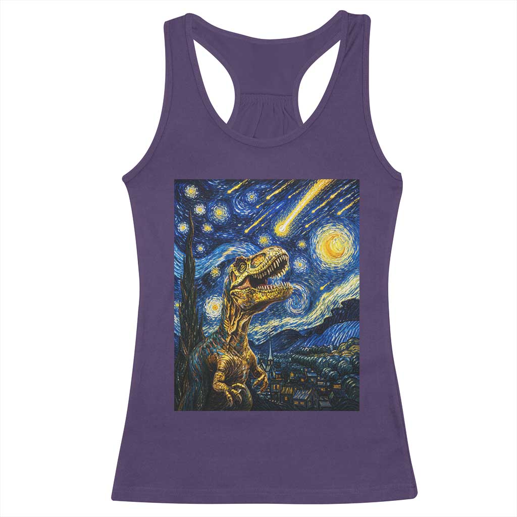 Dinosaur Starry Night Meteor Shower Racerback Tank Top Astronomy Lover Gift
