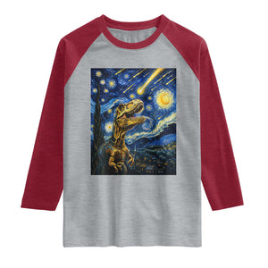 Dinosaur Starry Night Meteor Shower Raglan Shirt Astronomy Lover Gift