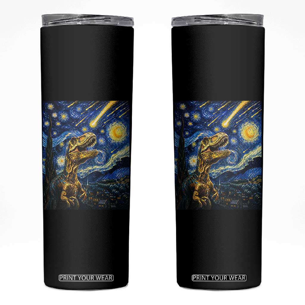 Dinosaur Starry Night Meteor Shower Skinny Tumbler Astronomy Lover Gift