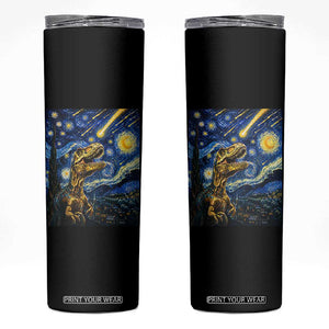 Dinosaur Starry Night Meteor Shower Skinny Tumbler Astronomy Lover Gift