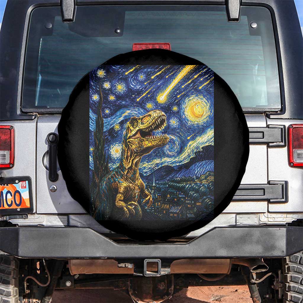 Dinosaur Starry Night Meteor Shower Spare Tire Cover Astronomy Lover Gift TS12 No hole Black Print Your Wear