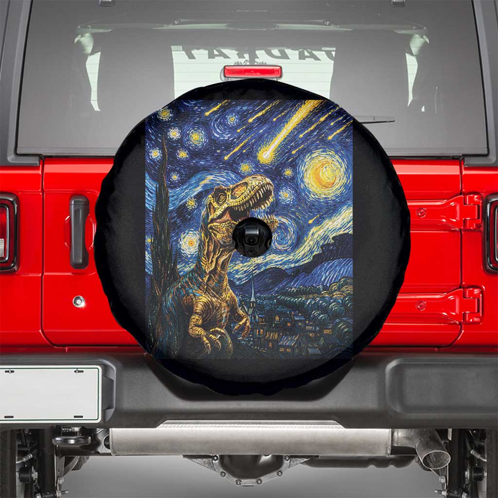 Dinosaur Starry Night Meteor Shower Spare Tire Cover Astronomy Lover Gift