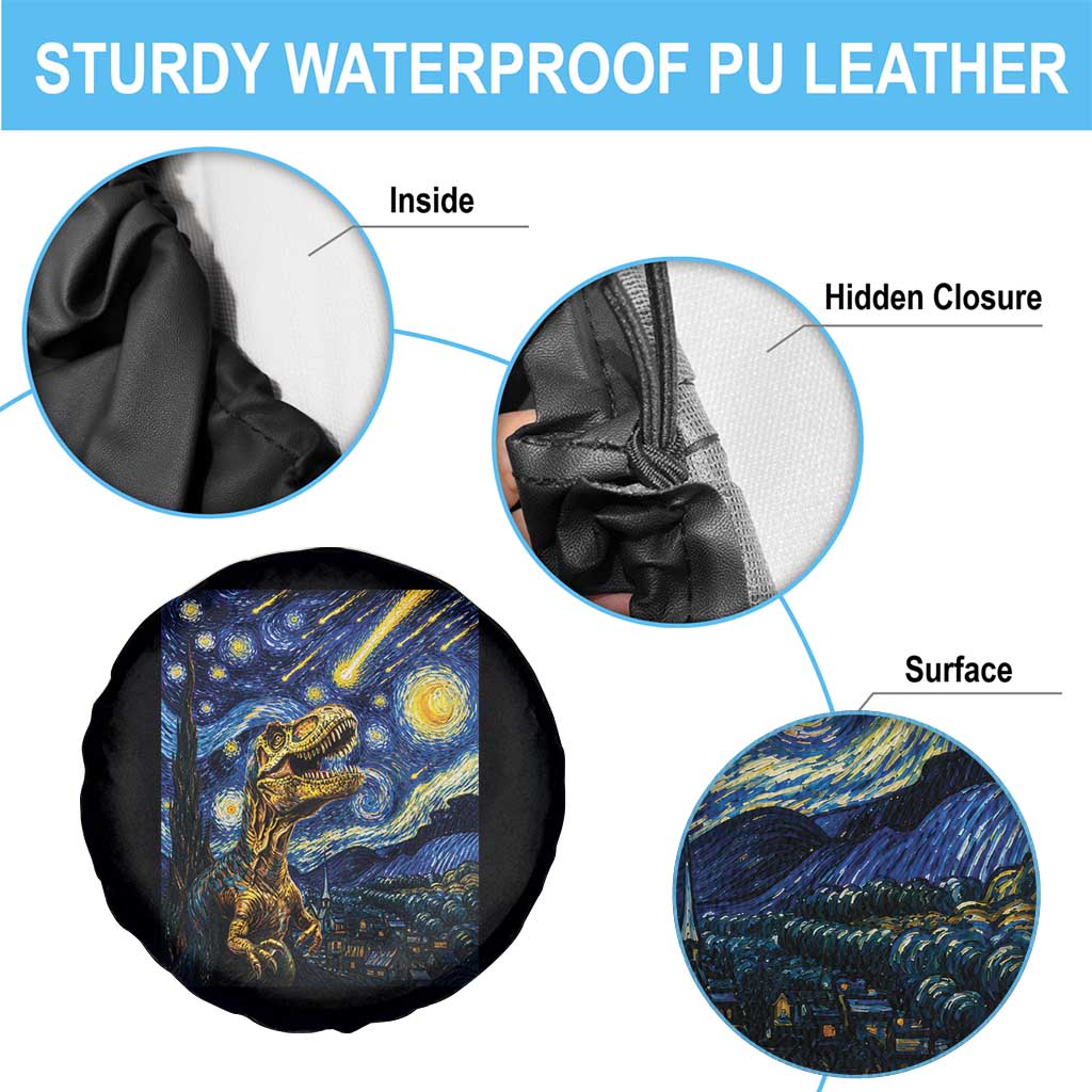 Dinosaur Starry Night Meteor Shower Spare Tire Cover Astronomy Lover Gift