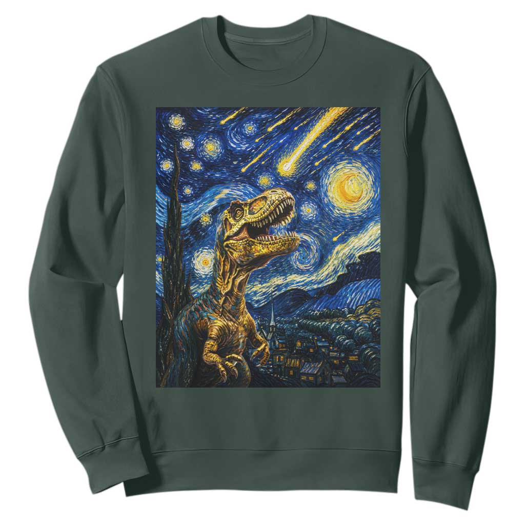 Dinosaur Starry Night Meteor Shower Sweatshirt Astronomy Lover Gift