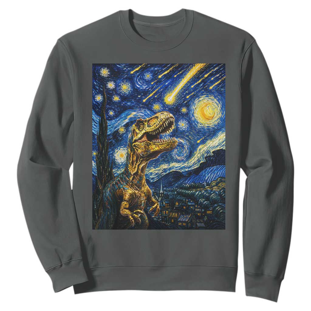 Dinosaur Starry Night Meteor Shower Sweatshirt Astronomy Lover Gift