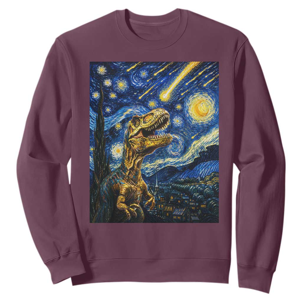 Dinosaur Starry Night Meteor Shower Sweatshirt Astronomy Lover Gift