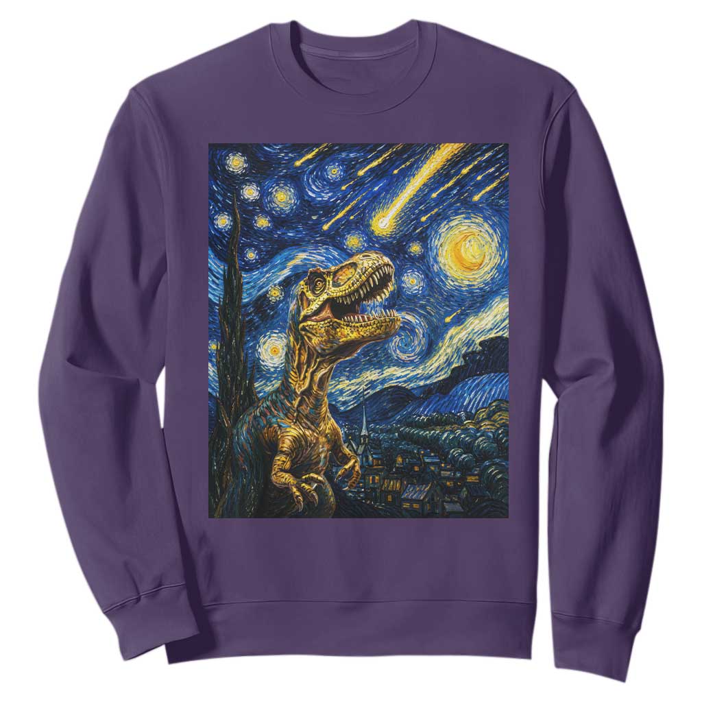 Dinosaur Starry Night Meteor Shower Sweatshirt Astronomy Lover Gift
