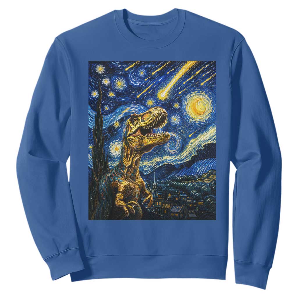 Dinosaur Starry Night Meteor Shower Sweatshirt Astronomy Lover Gift