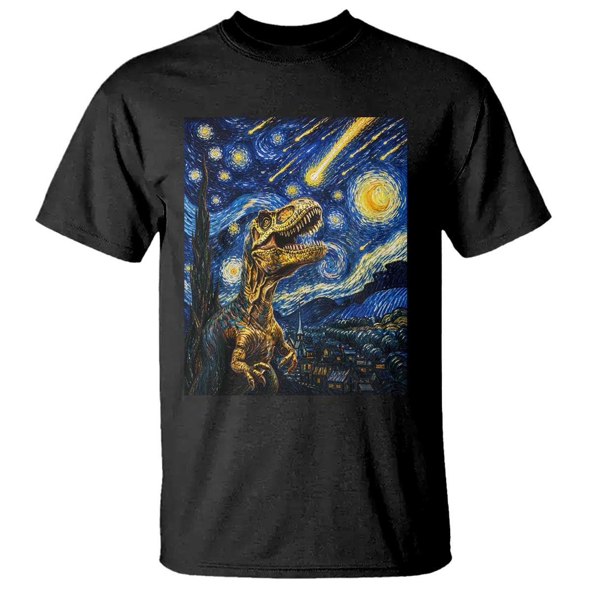 Dinosaur Starry Night Meteor Shower T Shirt Astronomy Lover Gift
