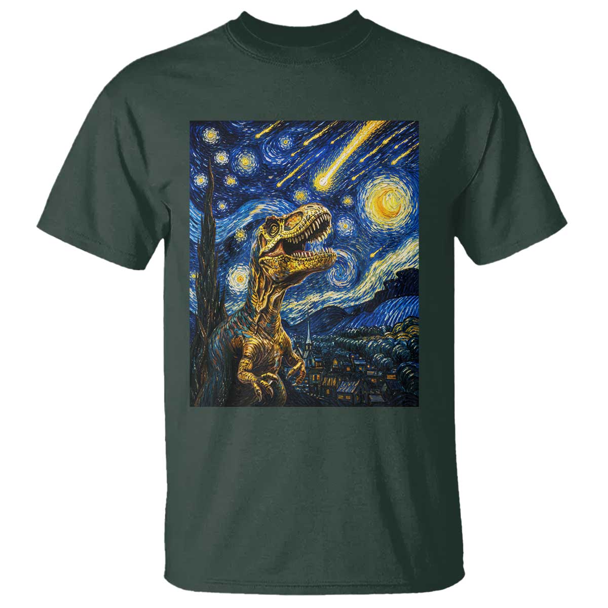 Dinosaur Starry Night Meteor Shower T Shirt Astronomy Lover Gift