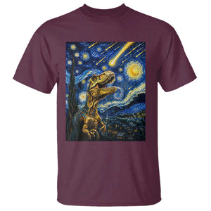 Dinosaur Starry Night Meteor Shower T Shirt Astronomy Lover Gift