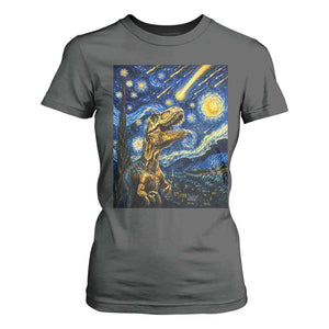 Dinosaur Starry Night Meteor Shower T Shirt For Women Astronomy Lover Gift