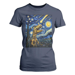 Dinosaur Starry Night Meteor Shower T Shirt For Women Astronomy Lover Gift