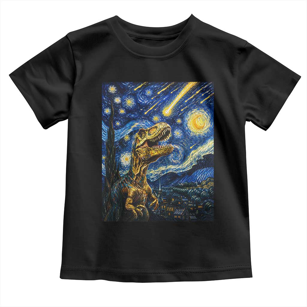 Dinosaur Starry Night Meteor Shower Toddler T Shirt Astronomy Lover Gift TS12 Black Print Your Wear