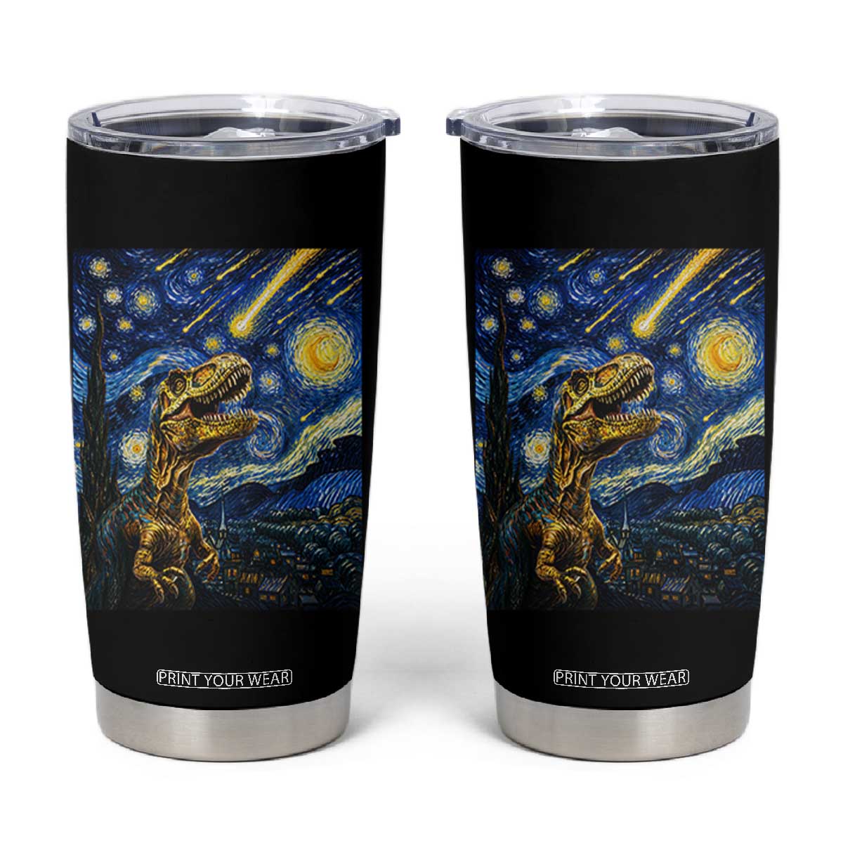 Dinosaur Starry Night Meteor Shower Tumbler Cup Astronomy Lover Gift
