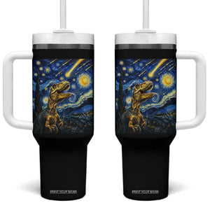 Dinosaur Starry Night Meteor Shower Tumbler With Handle Astronomy Lover Gift