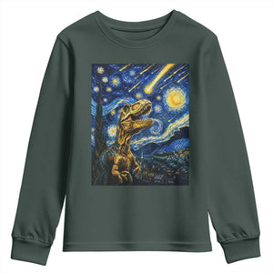 Dinosaur Starry Night Meteor Shower Youth Sweatshirt Astronomy Lover Gift
