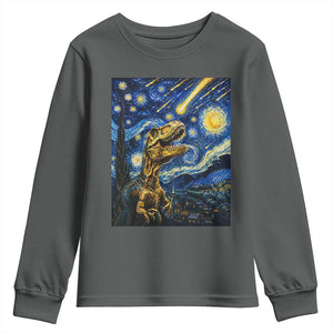Dinosaur Starry Night Meteor Shower Youth Sweatshirt Astronomy Lover Gift