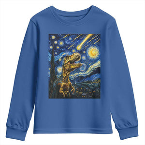 Dinosaur Starry Night Meteor Shower Youth Sweatshirt Astronomy Lover Gift