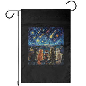 Starry Night Cats Watching Meteors Garden Flag Astronomy Lover Gift