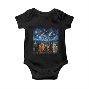 Starry Night Cats Watching Meteors Baby Onesie Astronomy Lover Gift
