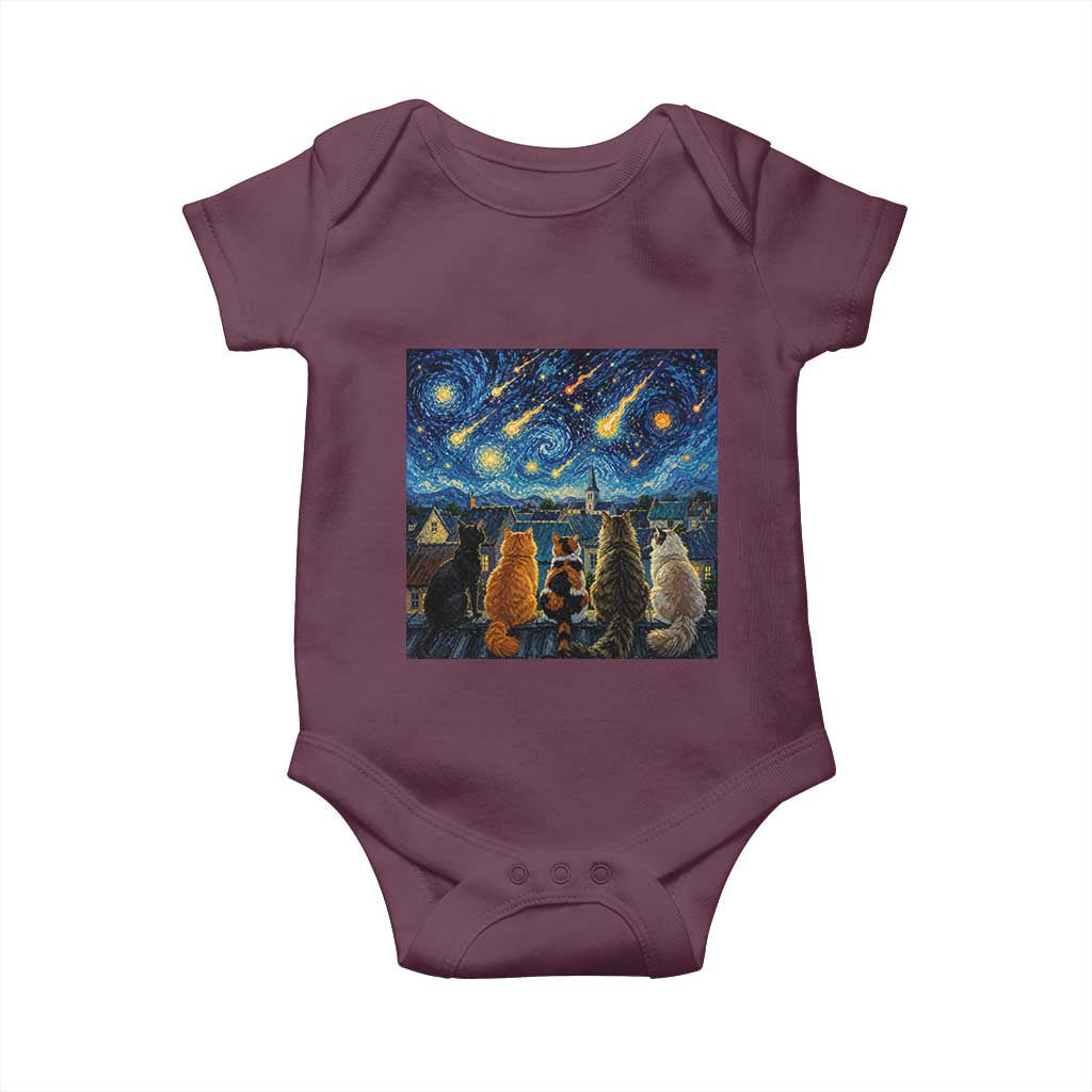 Starry Night Cats Watching Meteors Baby Onesie Astronomy Lover Gift