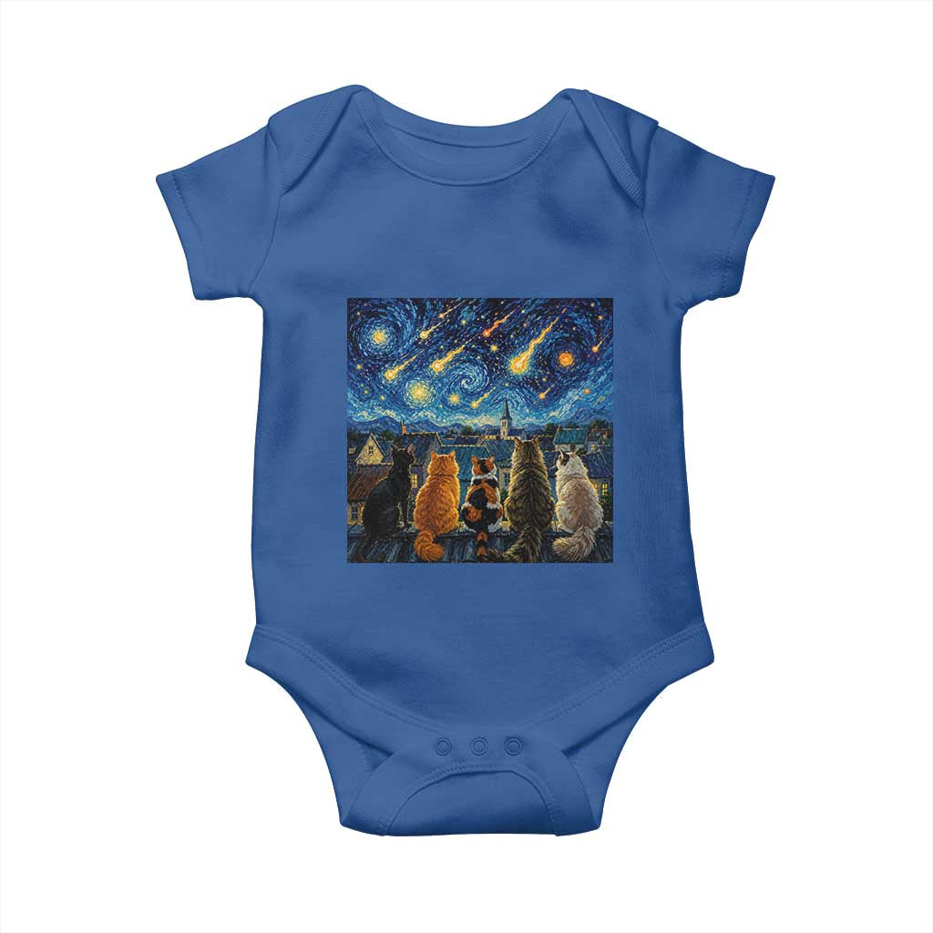 Starry Night Cats Watching Meteors Baby Onesie Astronomy Lover Gift