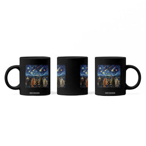 Starry Night Cats Watching Meteors Coffee Mug Astronomy Lover Gift