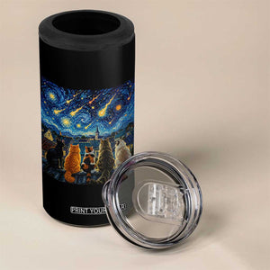 Starry Night Cats Watching Meteors 4 in 1 Can Cooler Tumbler Astronomy Lover Gift