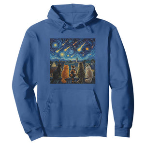 Starry Night Cats Watching Meteors Hoodie Astronomy Lover Gift