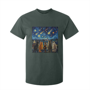 Starry Night Cats Watching Meteors T Shirt For Kid Astronomy Lover Gift