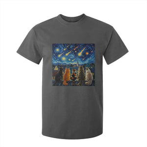 Starry Night Cats Watching Meteors T Shirt For Kid Astronomy Lover Gift